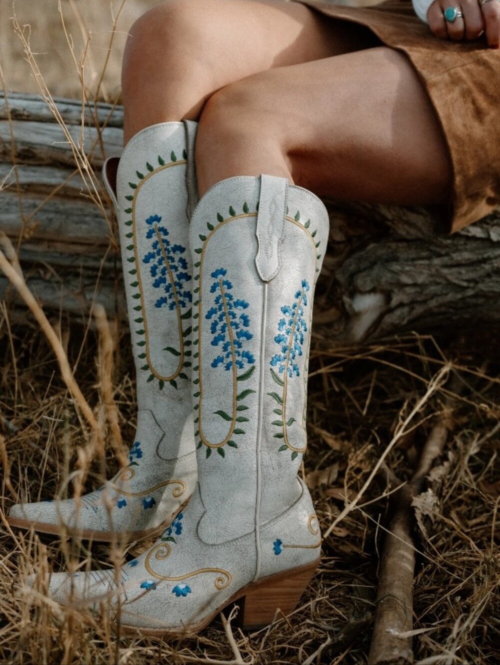 Buck & Brana Sophia Bluebonnet Embroidered  Boot In White Size 11 New $270